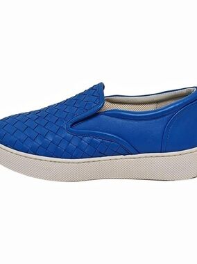 Bottega Veneta Intrecciato Leather Slip-On Sneaker Sneakers Blue